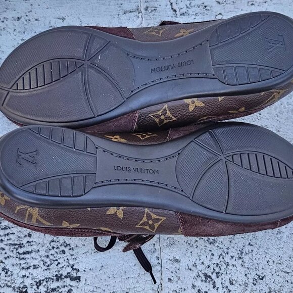 Louis Vuitton Men Shoes Brown LV Logo Lace Up Sneaker Made Italy Size 9UK 10US - Picture 10 of 13
